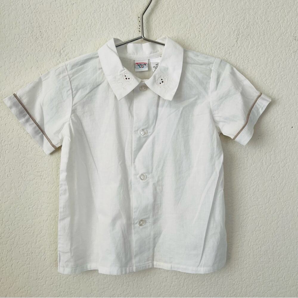 Talbot Kids Bear Collar Button Up Short Sleeve Shirt vintage dead stock